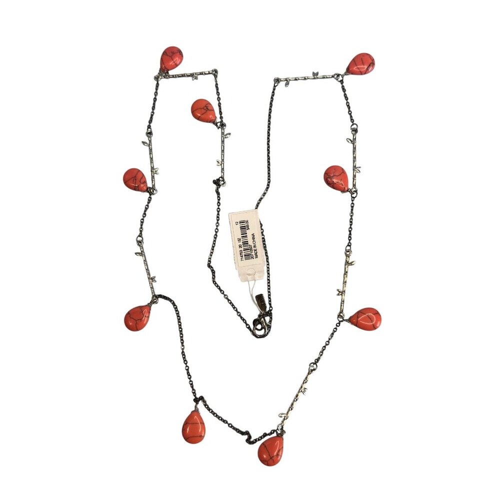 J Jill NWT Pink Howlite Gemstone Beaded Silverplate Necklace 32" - Picture 6 of 6